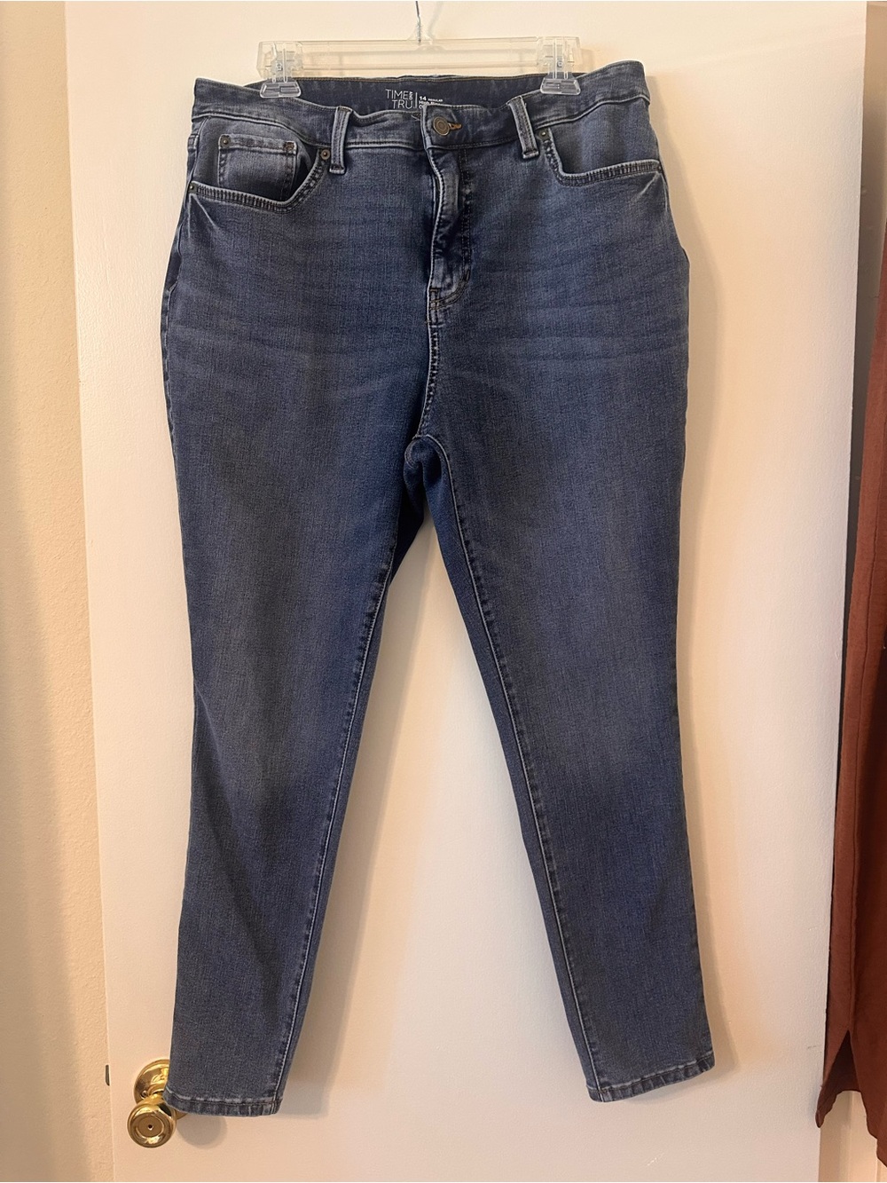 Time and Tru High Rise Curvy Skinny Jeans - Dark Blue with Contrast Stitching